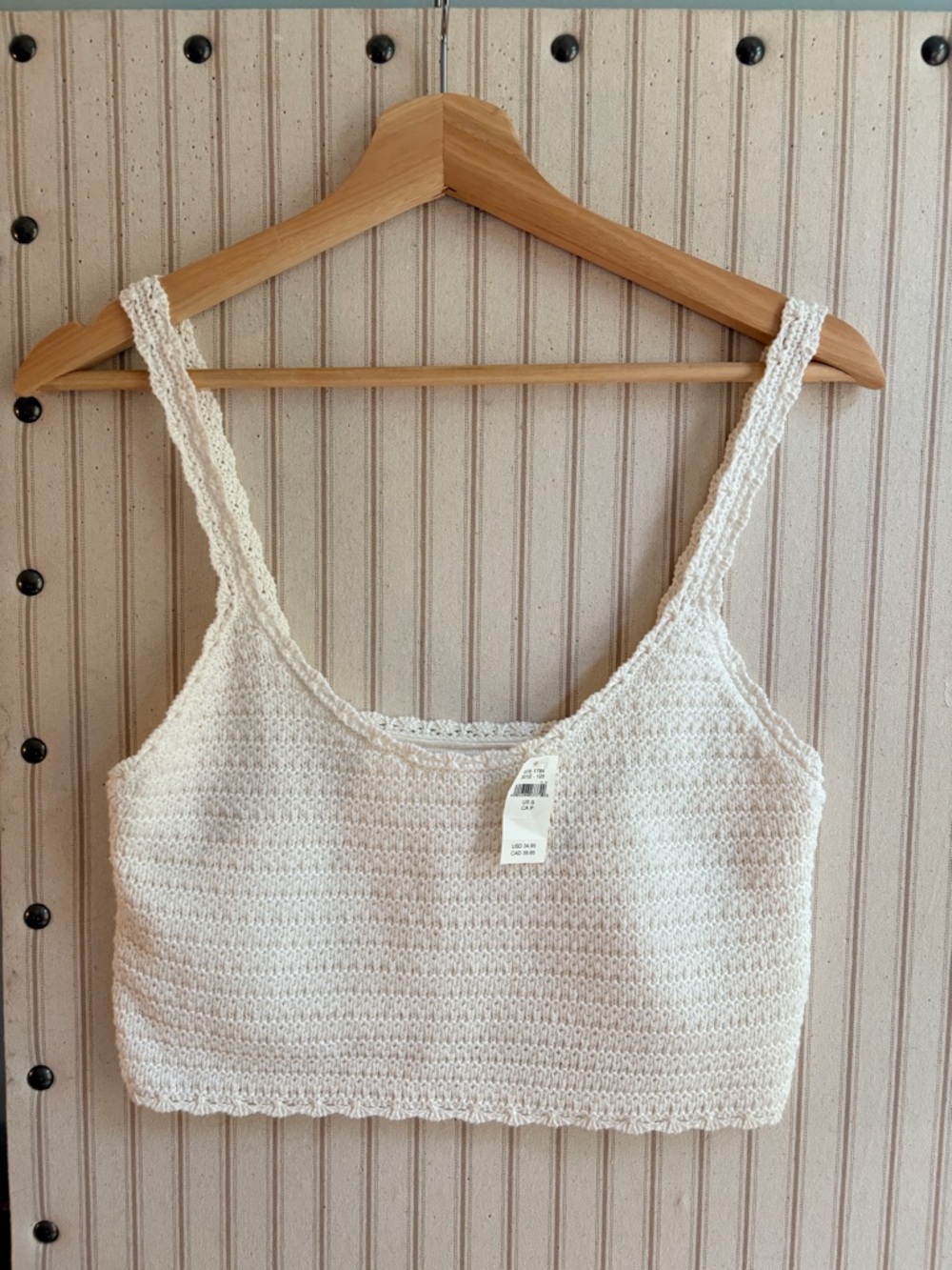 NWT Aerie Cream Crochet Knit Crop Top